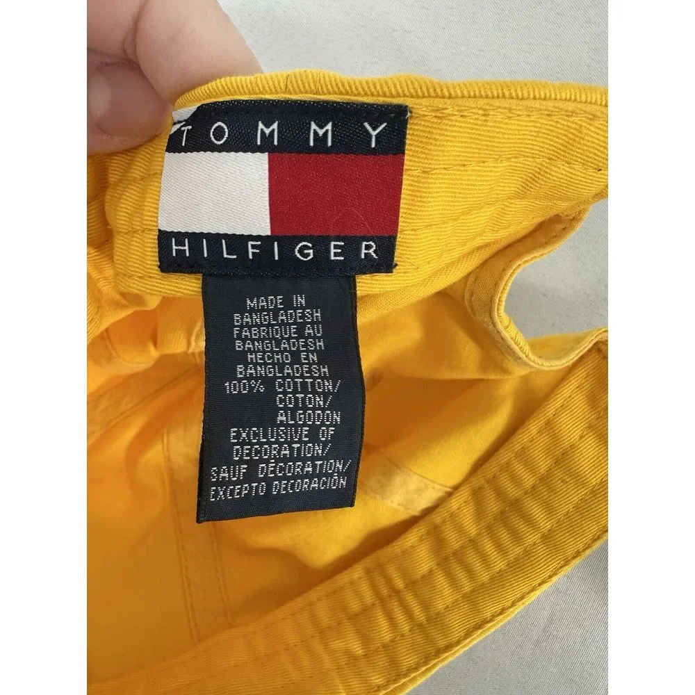 Vintage Tommy Hilfiger Hat Yellow Baseball Cap One Size Strapback Spellout‎ 90s
